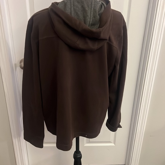 Lauren Ralph Lauren wood toggle leather trim brown jacket - Picture 2 of 2